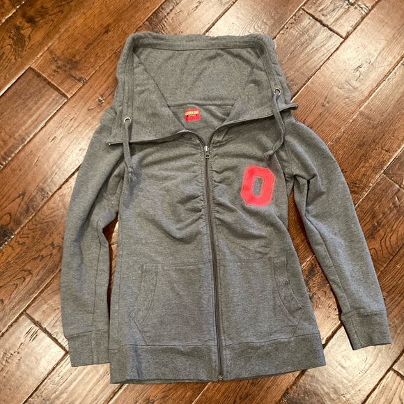 Women’s Ohio State Buckeyes Gray Funnel Neck Zipper Front Sweatshirt Size Medium - Picture 1 of 5